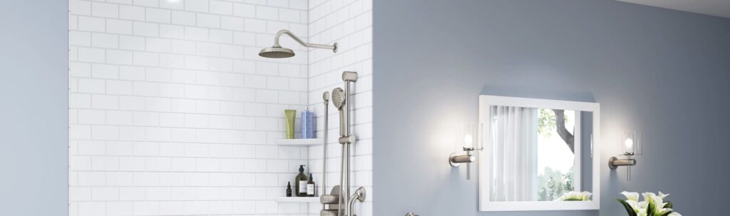 Shower renovation after a bathroom remodel in Waterford Township, MI.