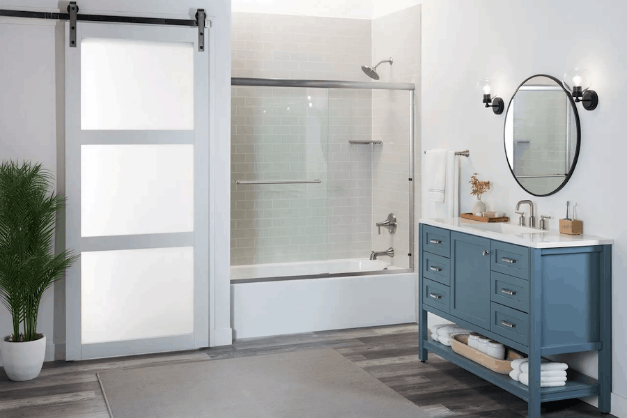Bathroom surround in a small remodeled bathing area