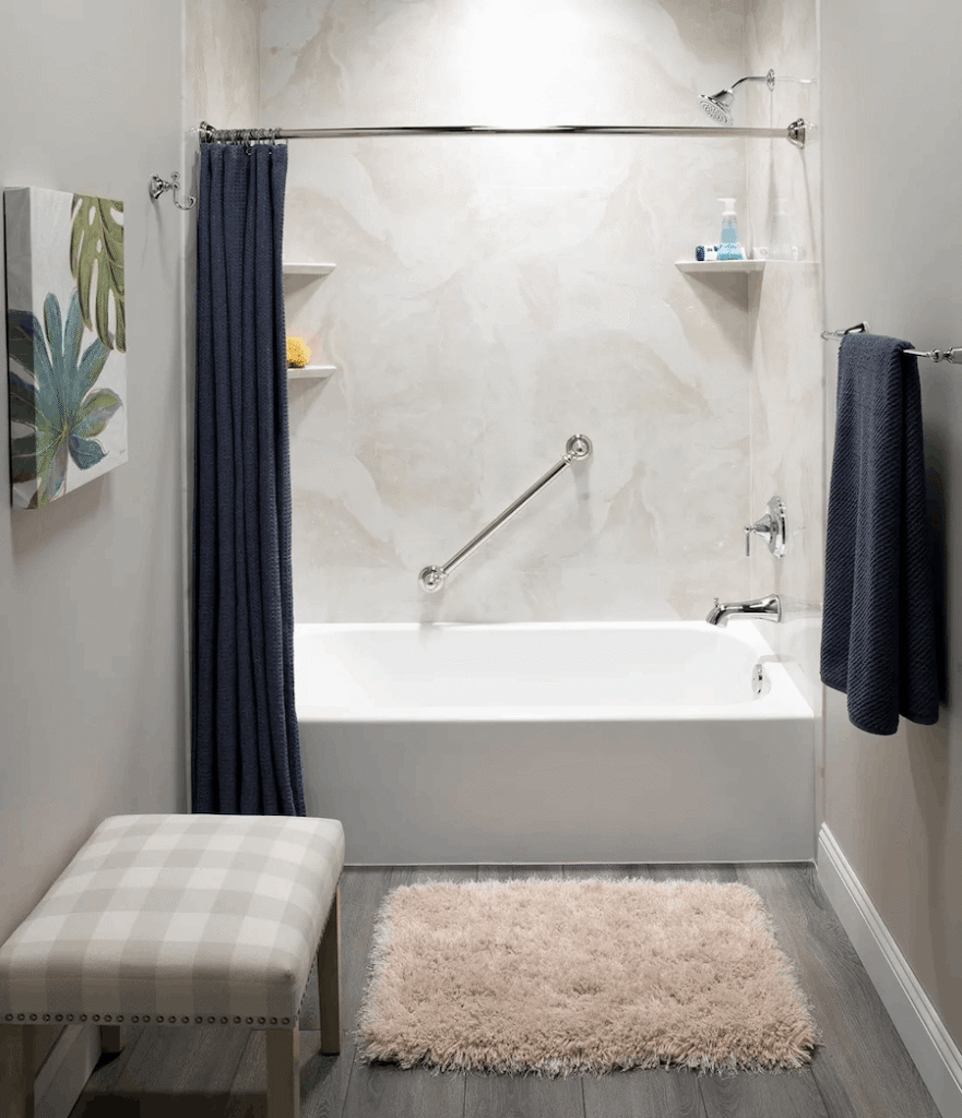 New bathtub replacement with coordinating wall surround
